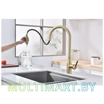 Смеситель Paulmark Universal Un213880-SBG (светлое брашированное золото) картинка 9